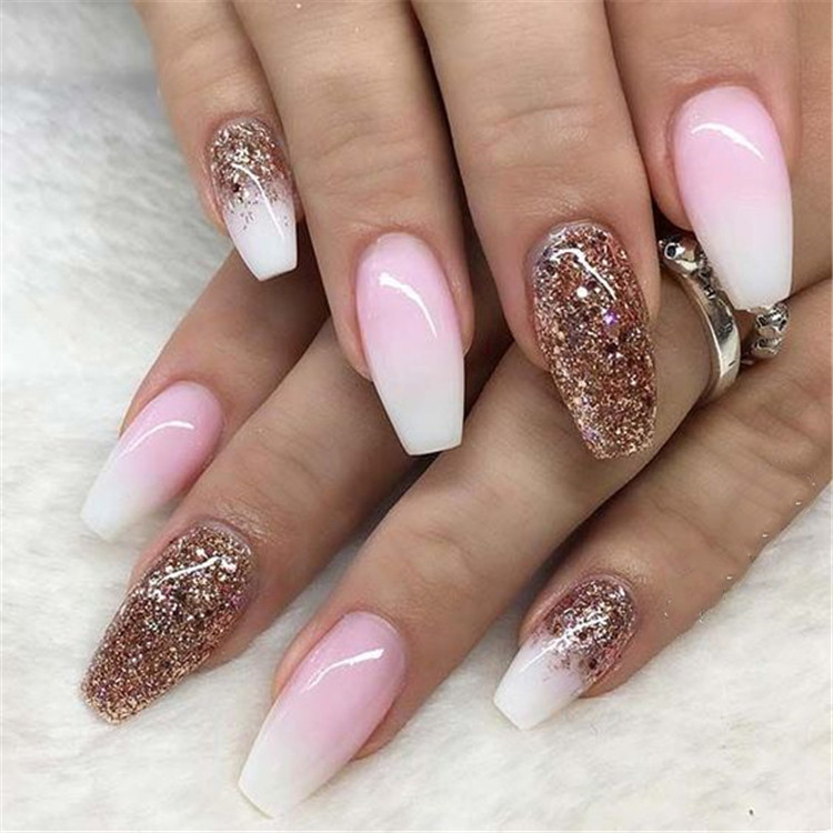 French Ombre Nails With Glitter
 20 French Fade With Nude And White Ombre Acrylic Nails