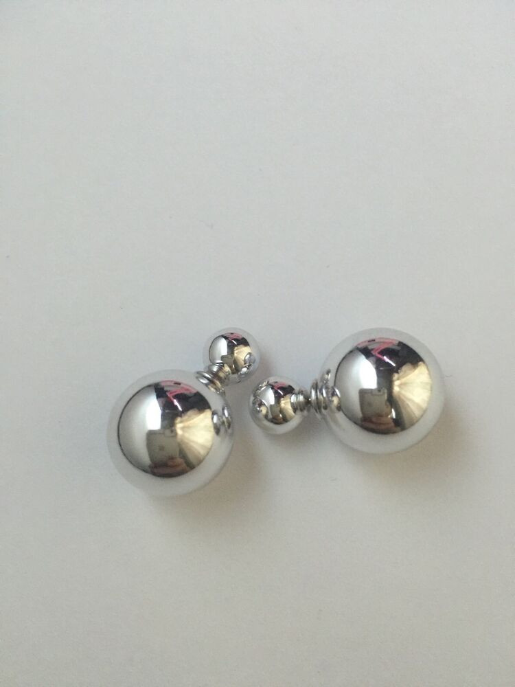 Front And Back Earrings
 Double Sided Front And Back Pearl Silver 925 Sterling