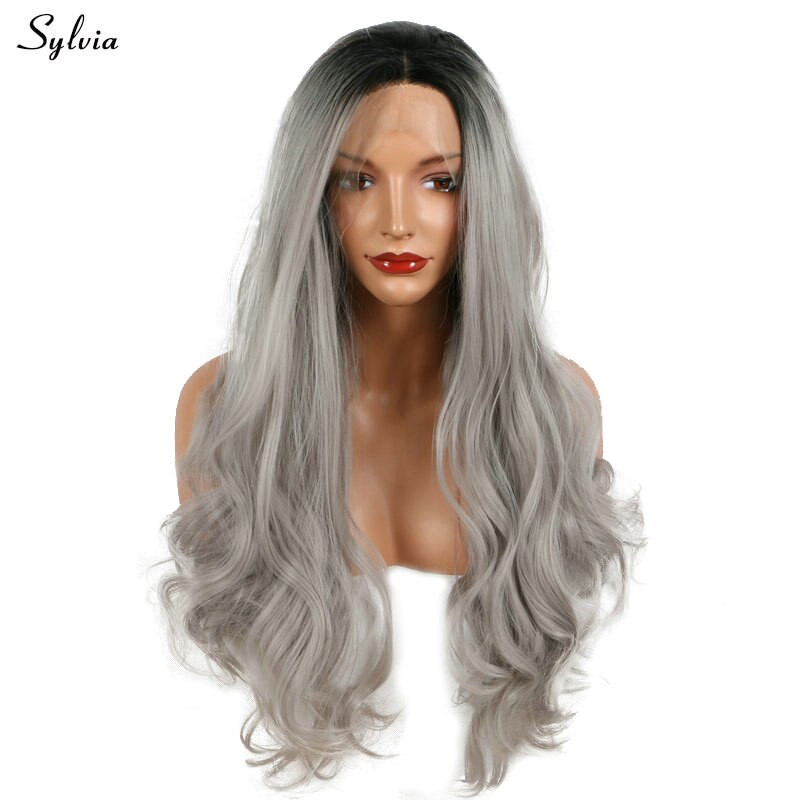 Front Wave Hairstyle Female
 Sylvia Silver Grey Body Wave Women Hairstyle Synthetic