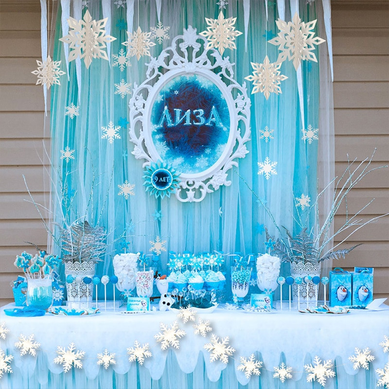 Frozen Decorations Birthday
 Frozen White Blue Birthday Party Kits Supplies Paper 3D