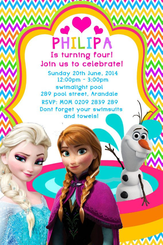 Frozen Pool Party Ideas
 Frozen Summer Invitation Summer Pool Party by