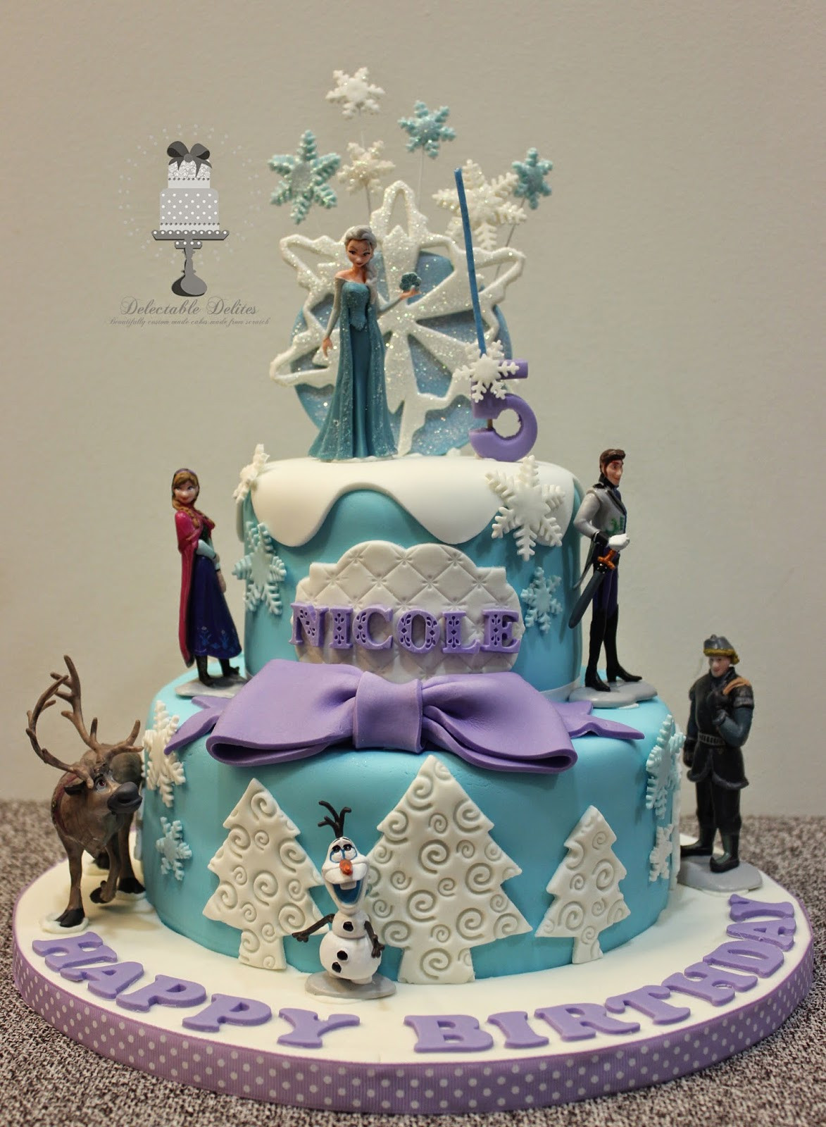 Frozen Themed Birthday Cake
 Delectable Delites Frozen theme cake for Nicole s 5th