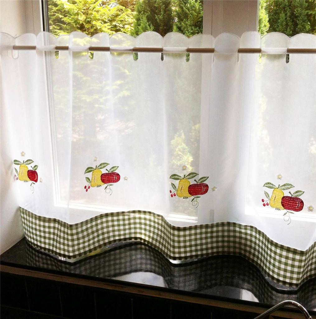 Fruit Kitchen Curtain
 FRUIT COLOURFUL GREEN VOILE CAFE NET CURTAIN PANEL KITCHEN