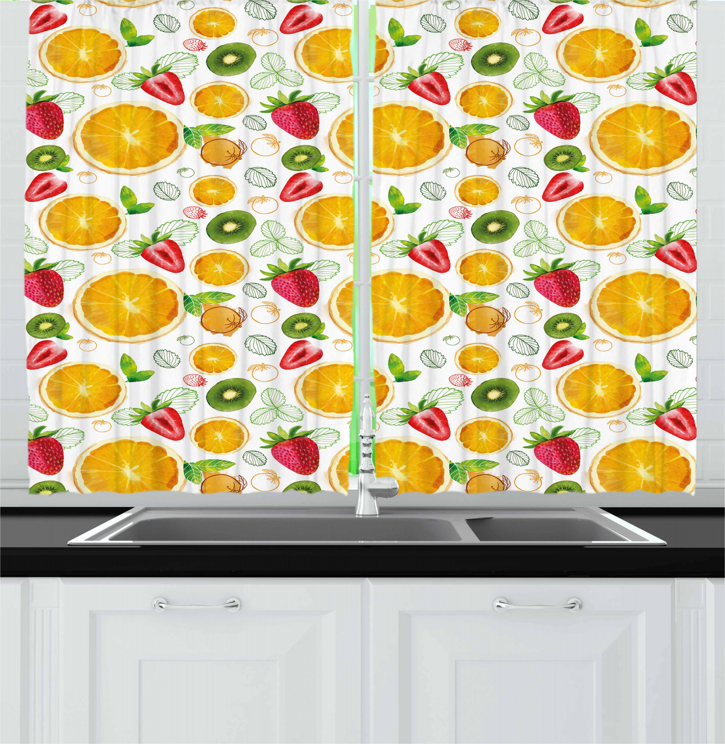 Fruit Kitchen Curtain
 Fruits Kitchen Curtains 2 Panel Set Window Drapes 55" X 39