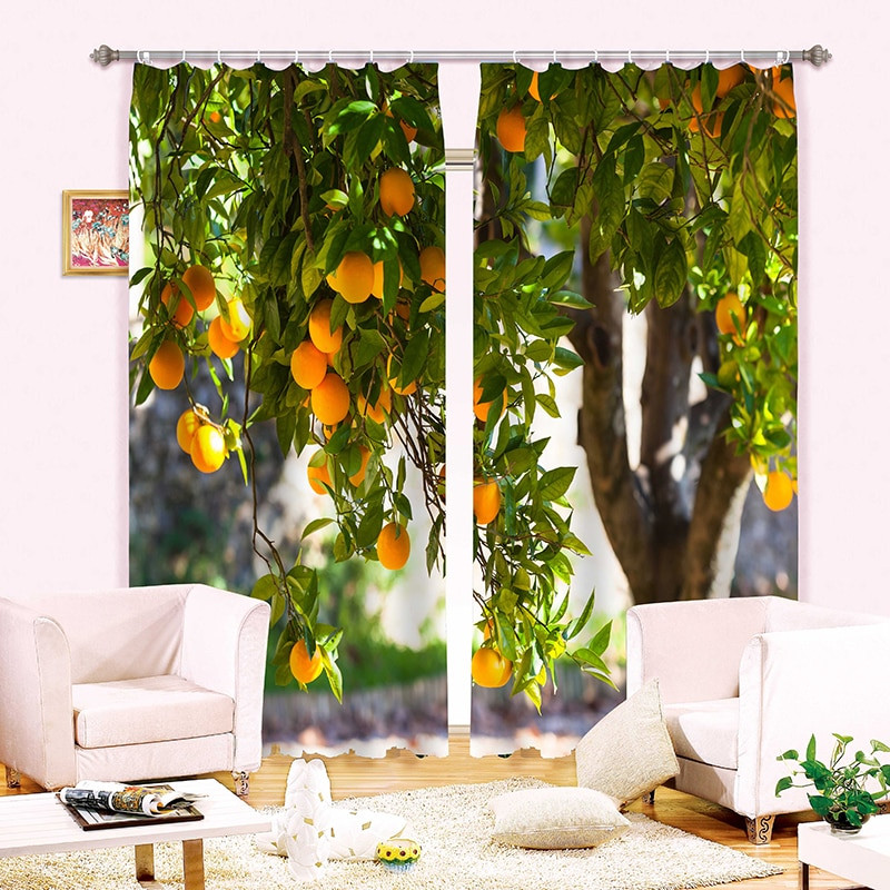 Fruit Kitchen Curtains
 Senisaihon Modern style 3D Blackout Window Curtains Apple