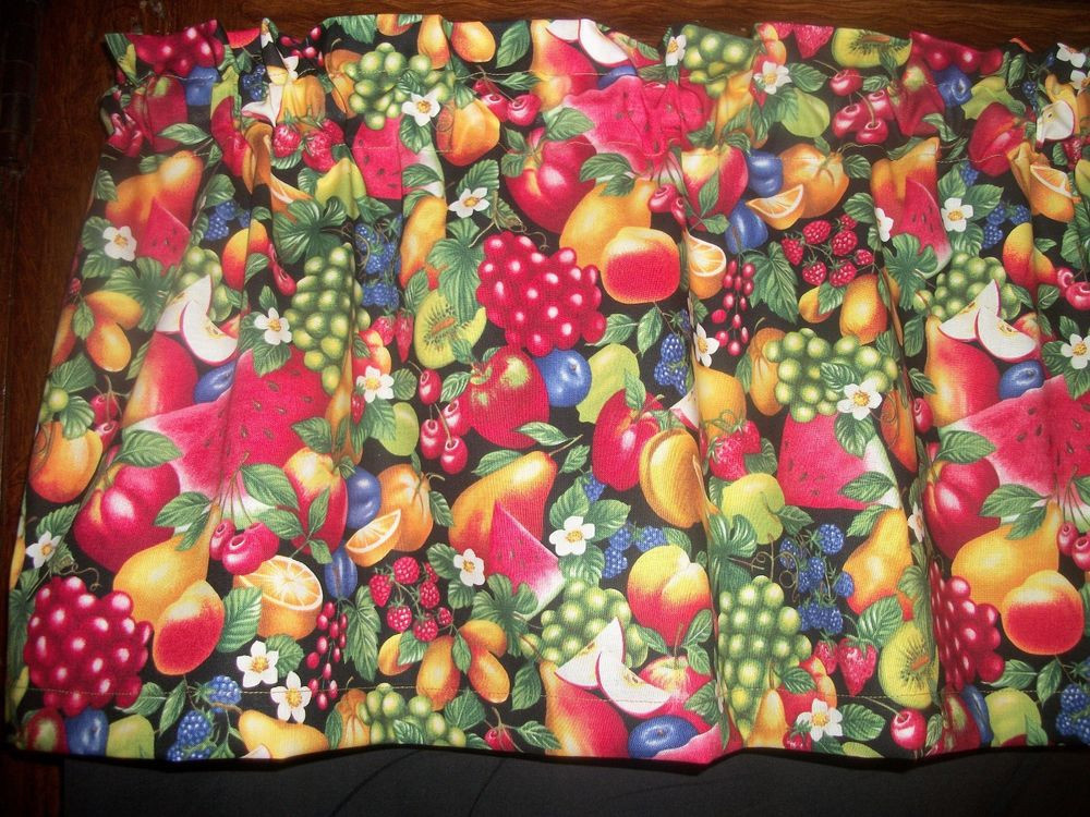 Fruit Kitchen Curtains
 Fruit Apples Cherries Pears Grapes country kitchen topper