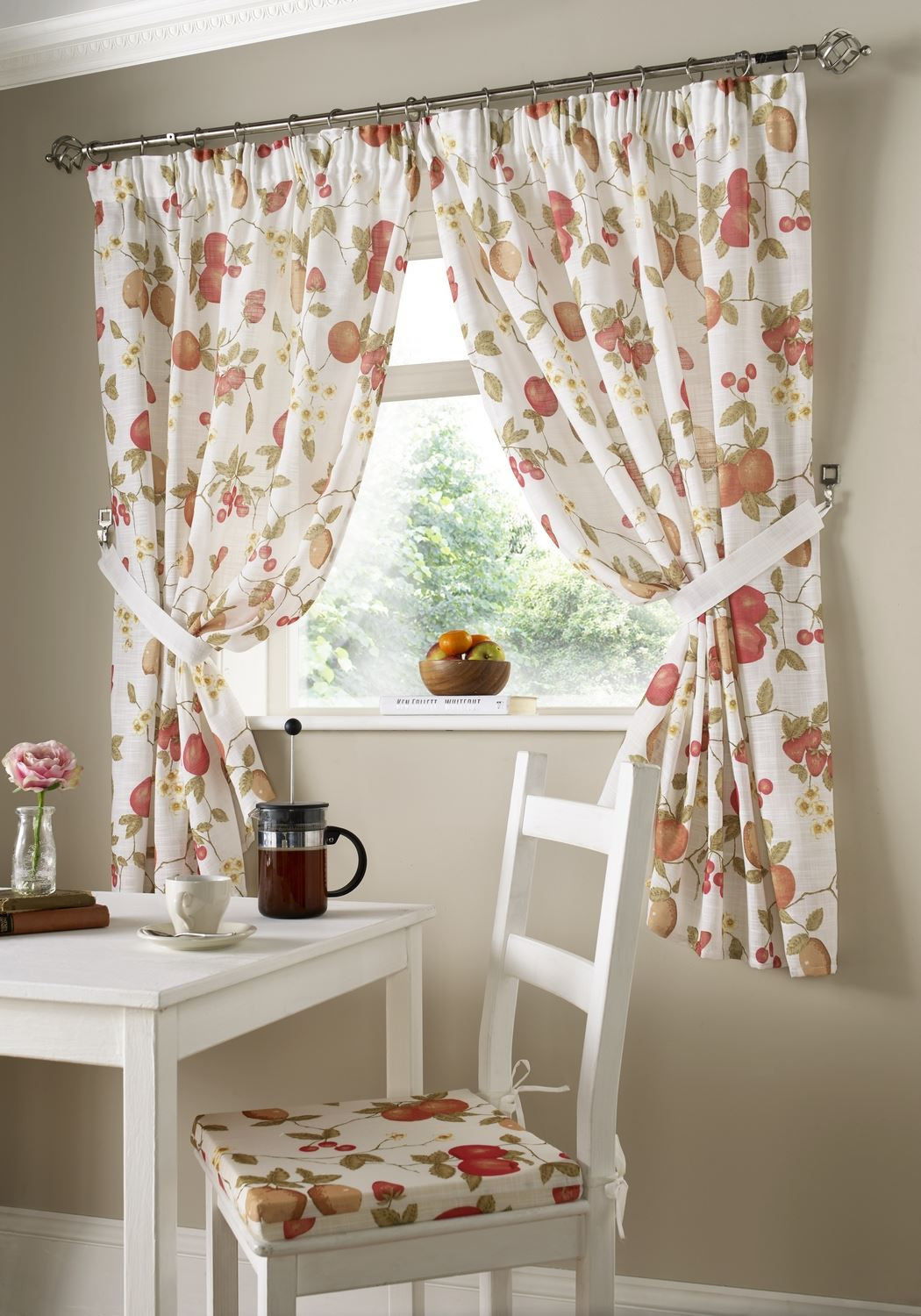 Fruit Kitchen Curtains
 Ready Made Kitchen Window Curtains Pencil Pleat Tie Backs