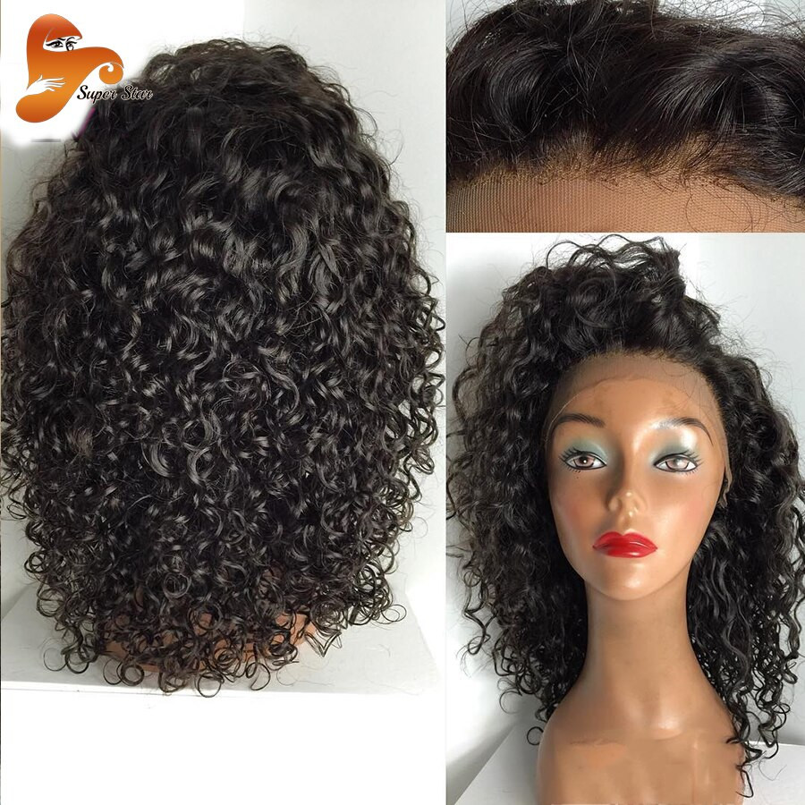 Full Lace Human Hair Wigs With Baby Hair
 8A Kinky Curly Full Lace Human Hair Wigs With Baby Hair