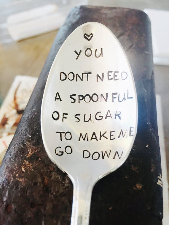 Fun Adult Gift
 Silver Spoon Hand Stamped Spoon Funny Gifts Sugar by