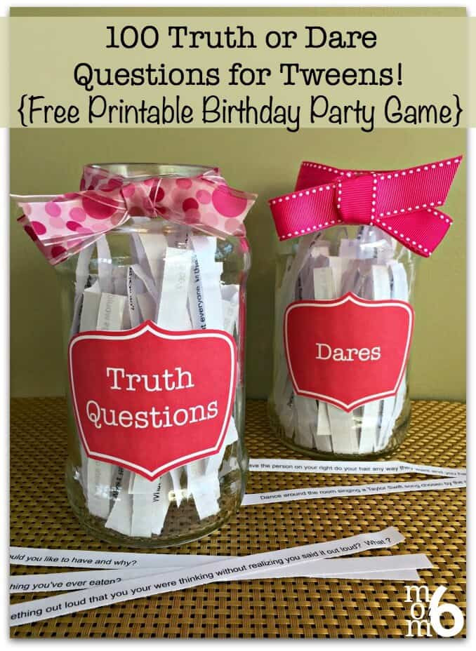 Fun Birthday Party Ideas For Teens
 100 Truth or Dare Questions for Tweens Free Printable