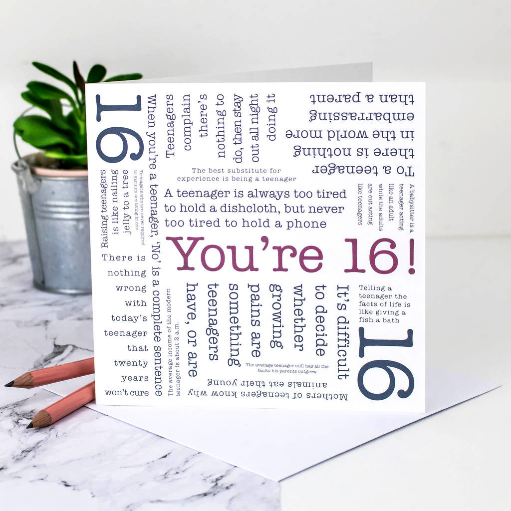 Funny 16th Birthday Cards
 16th Birthday Card you re 16 Quotes By Coulson Macleod