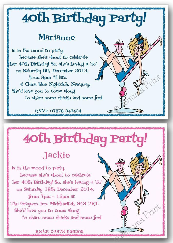 Funny 40th Birthday Invitations
 10x Personalised 18th 21st 30th 40th 50th 60th funny