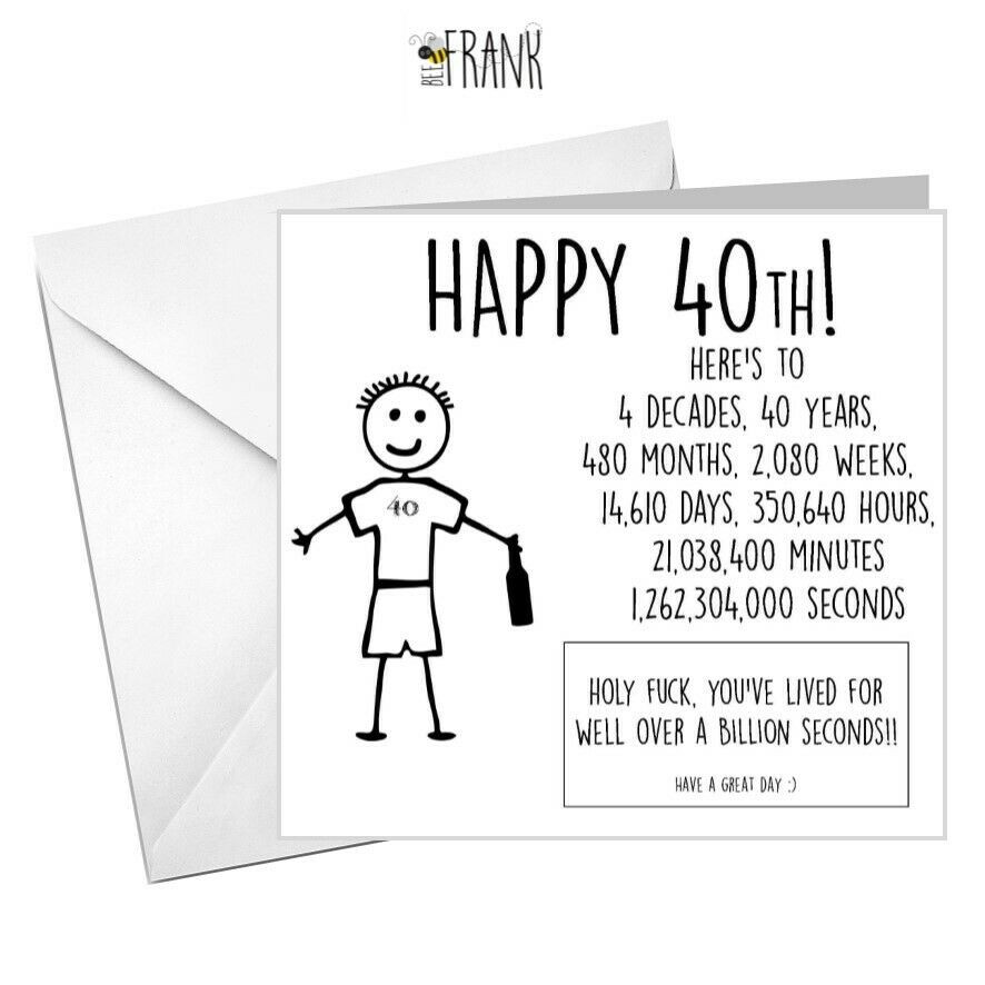 Funny 40th Birthday Poems
 Funny rude alternative sarcastic BIRTHDAY card 40th