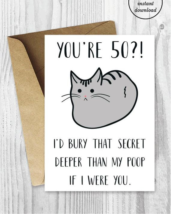 Funny 50 Birthday Cards
 Funny 50th Birthday Cards Printable Cat 50 Birthday Card