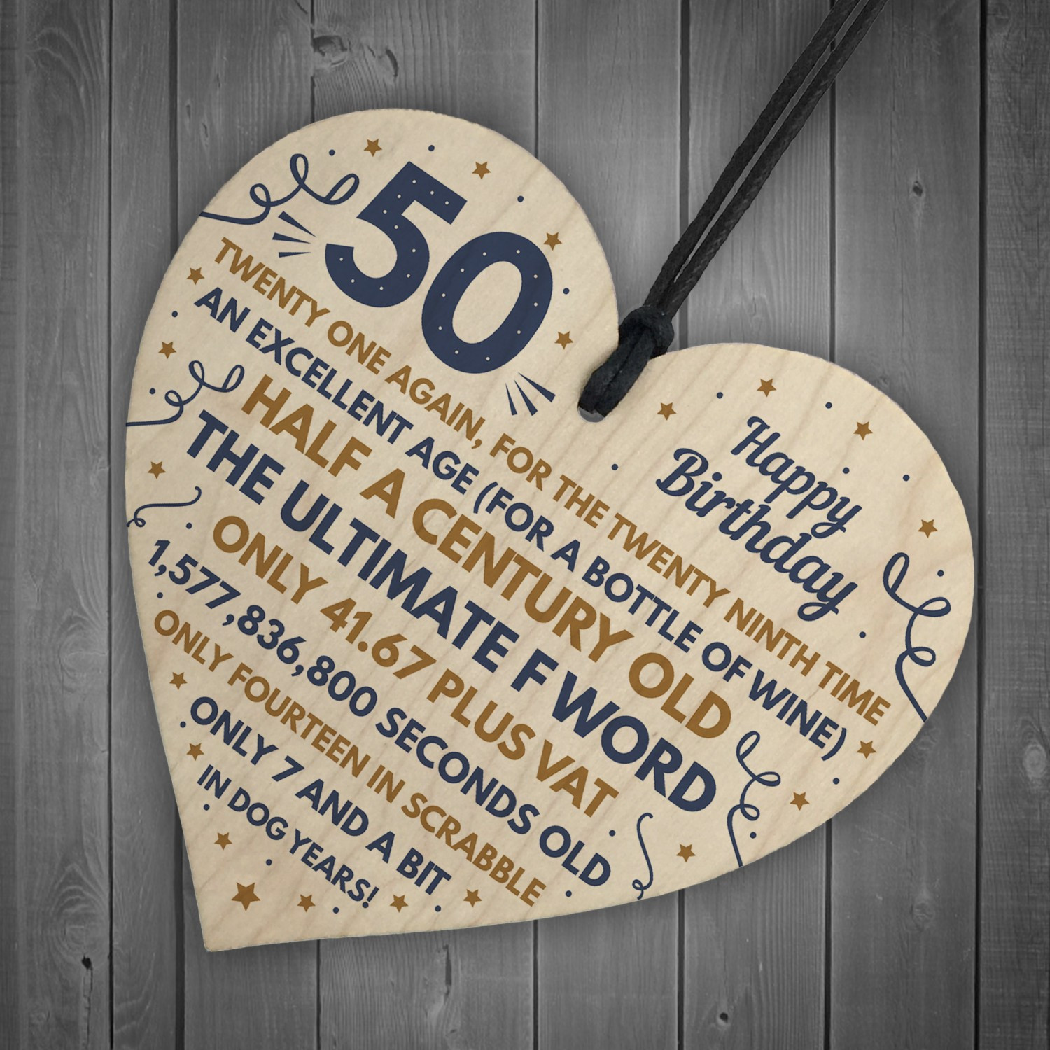 Funny 50th Birthday Gifts For Men
 Funny 50th Birthday Gifts For Men Women Wooden Heart