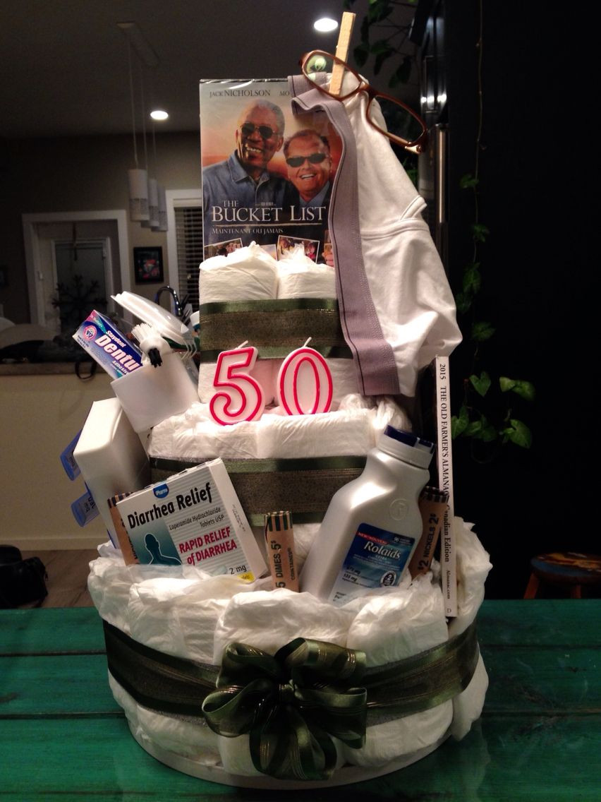 Funny 50th Birthday Gifts For Men
 "Depends" diaper cake for my dads 50th birthday diy