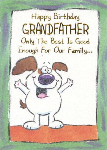 Funny Birthday Cards For Grandpa
 White Dog with Big Smile Grandfather Designer Greetings