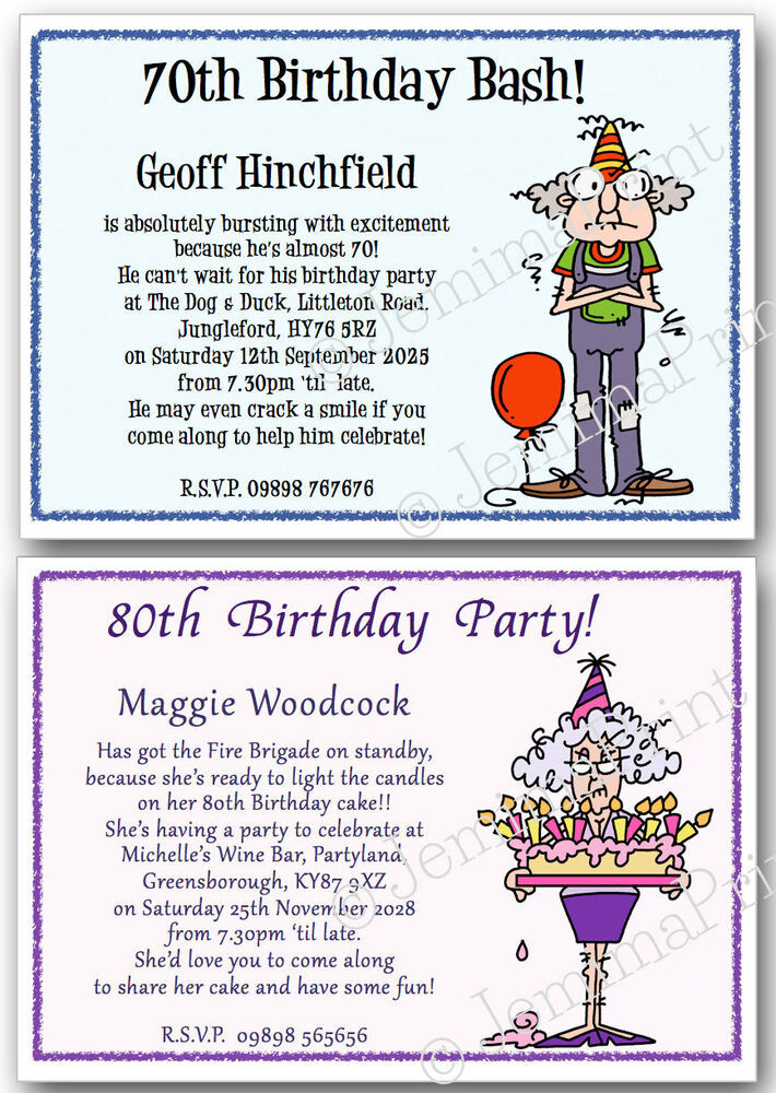 Funny Birthday Party Invitation Wording
 Personalised 40th 50th 60th 70th 80th 90th funny Birthday