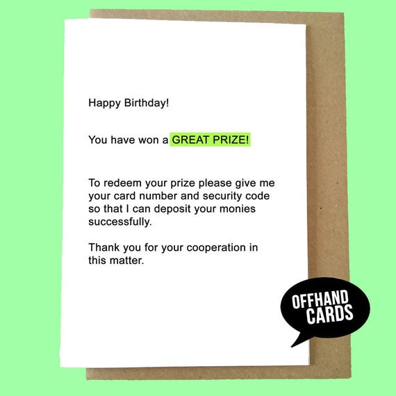 Funny Email Birthday Cards
 Funny Scam Email Birthday Card Humour Card Birthday Humour