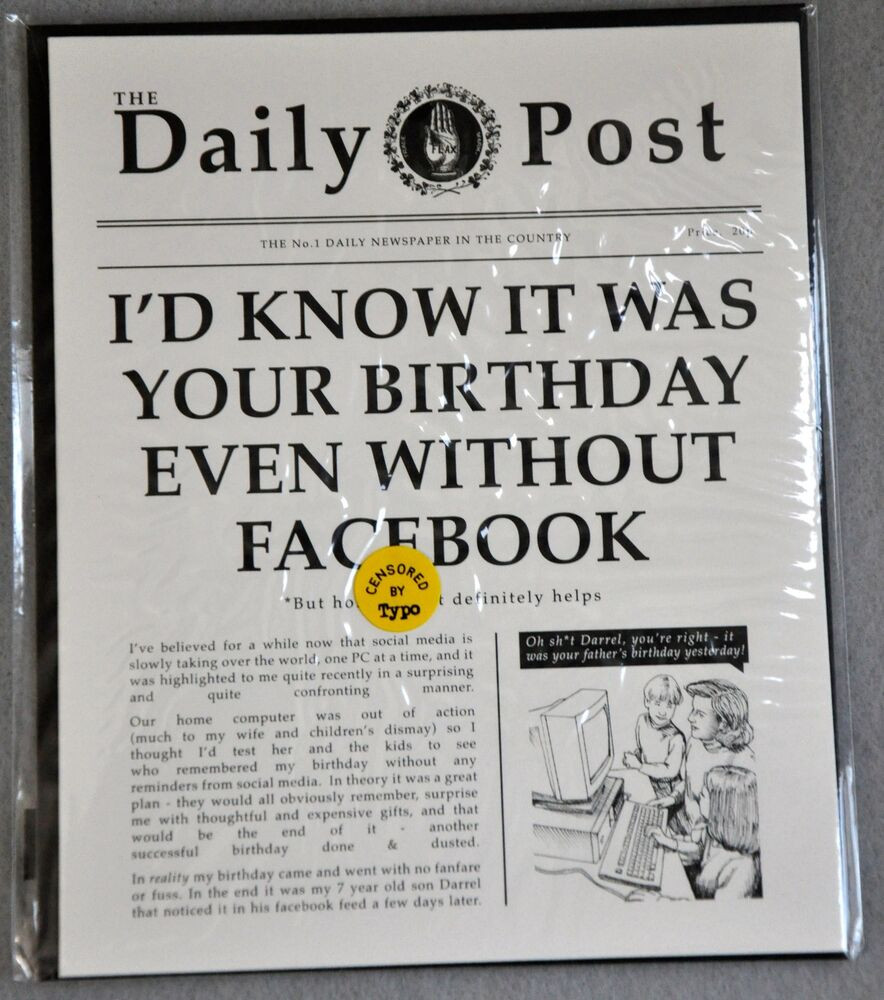 Funny Facebook Birthday Cards
 Birthday Greeting Card Friend Funny Newspaper