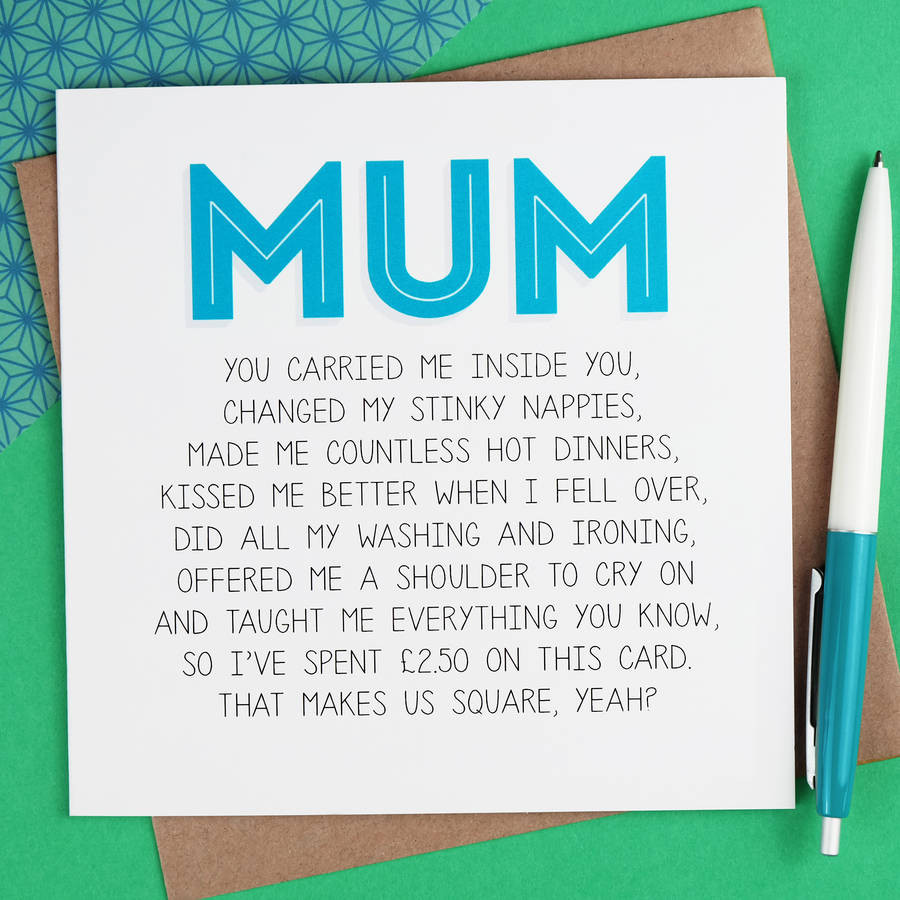 Funny Things To Write On Birthday Cards
 Mum Birthday Card By Paper Plane