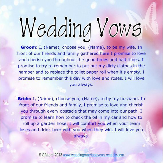 Funny Wedding Vows Ideas
 Pin by Maryann on Wedding vows