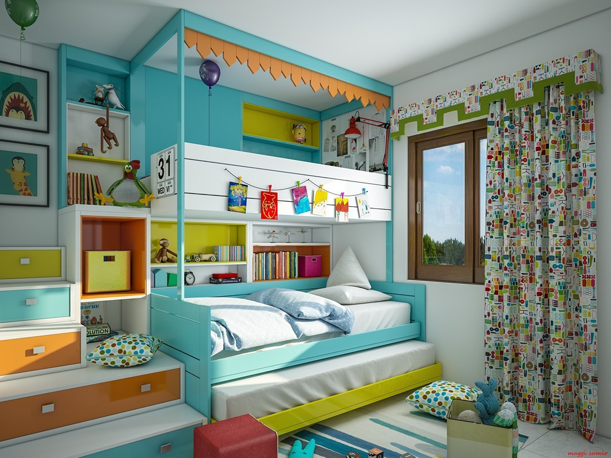 Futon For Kids Room
 Super Colorful Bedroom Ideas for Kids and Teens