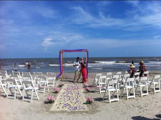 Galveston Beach Weddings
 Galveston Island Beach Wedding – pink purple blue