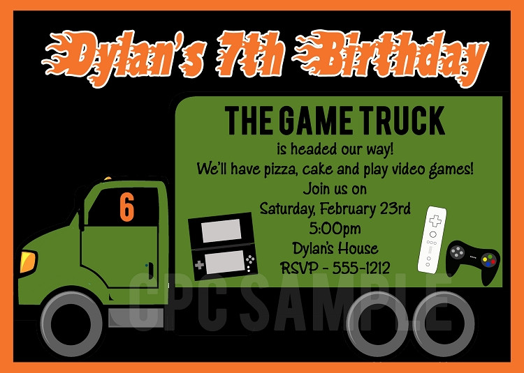 Game Truck Birthday Party
 Video Game Truck Birthday Invitations