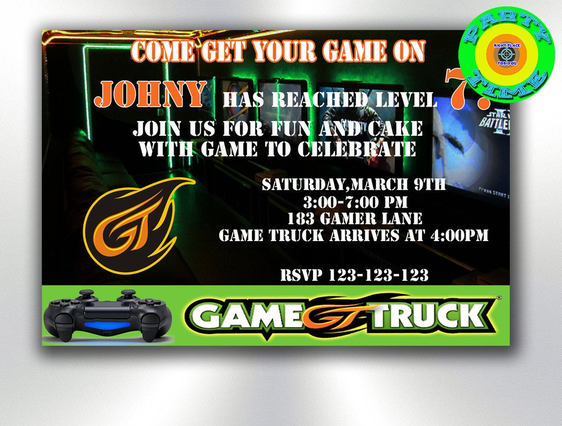 Game Truck Birthday Party
 Game Truck Invitation Party Printable Game by PartyTimeDigital