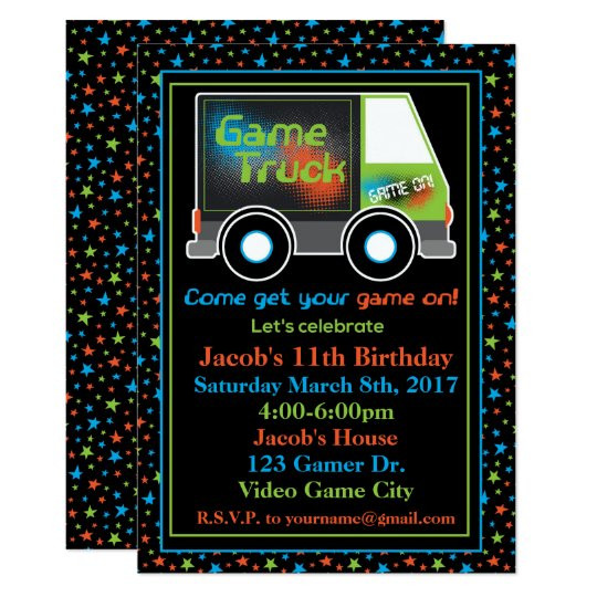 Game Truck Birthday Party
 Game Truck Video Game Birthday Party Invitation