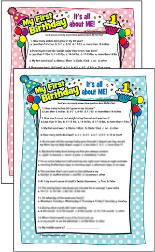 Games For First Birthday Party
 First Birthday Quiz Baby s 1st Birthday Game