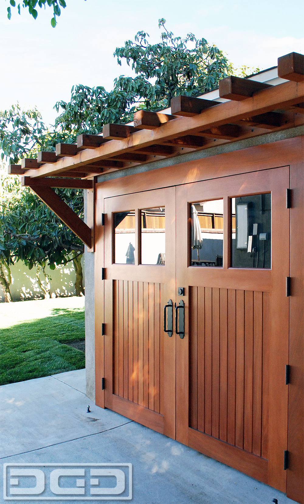 Garage Door Pergolas
 Real Wood Carriage Garage Door Ideas With Matching