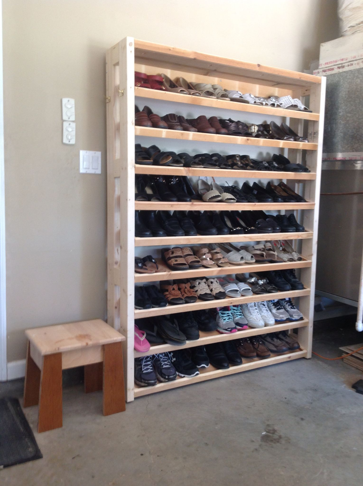 Garage Shoe Organizer
 Shoe rack for my wife