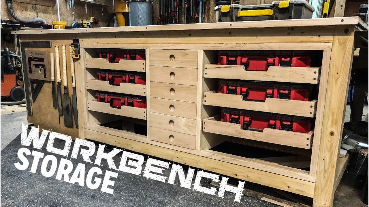 Garage Workbench With Storage
 Ultimate Outfeed Workbench Storage Build