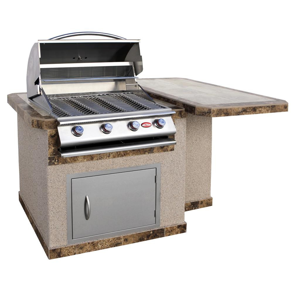 Gas Grill For Outdoor Kitchen
 Cal Flame 6 ft Stucco Grill Island with Tile Top and 4