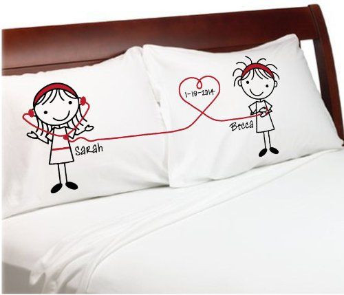 Gay Valentines Gift Ideas
 Listen to My Heart Lesbian Couple Gift Pillowcases White