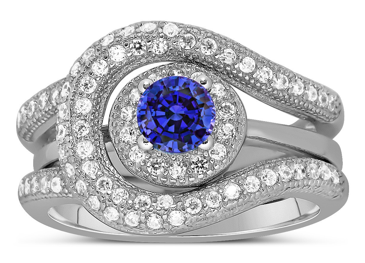 Gemstone Bridal Sets
 Unique and Luxurious 2 Carat Designer Sapphire and
