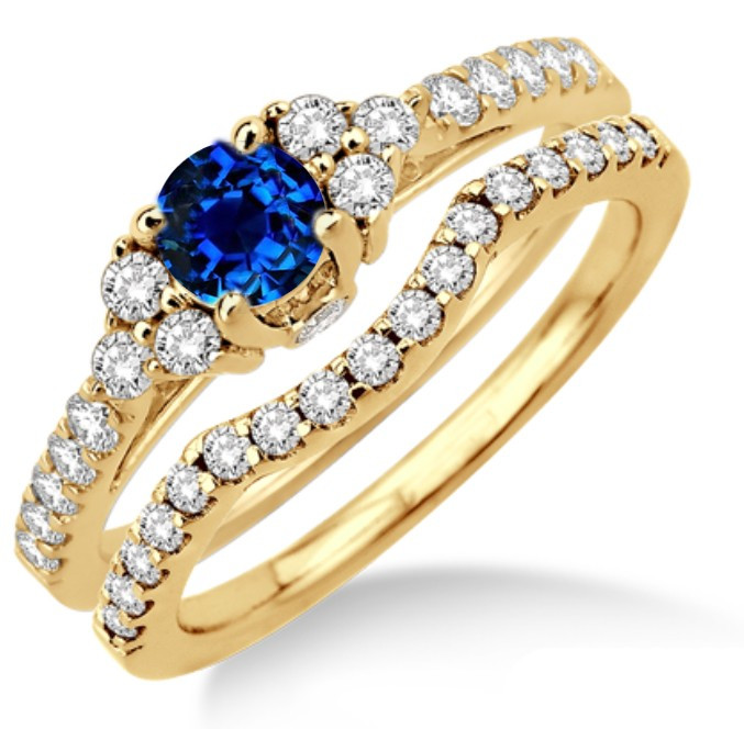 Gemstone Bridal Sets
 1 5 Carat Sapphire and Diamond Bridal set on 10k Yellow