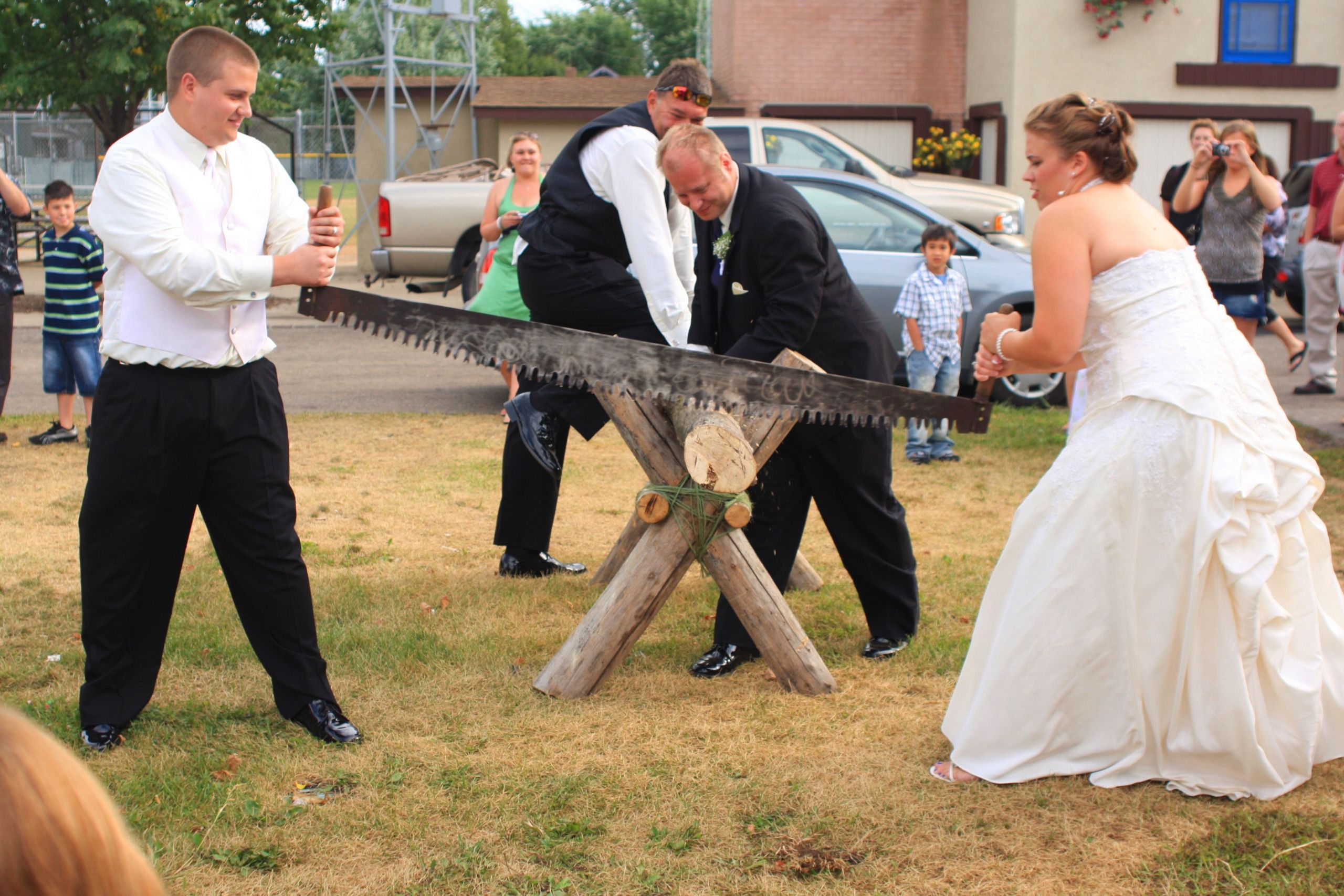 German Wedding Vows
 Baumstamm Sägen Log sawing German tradition that occurs