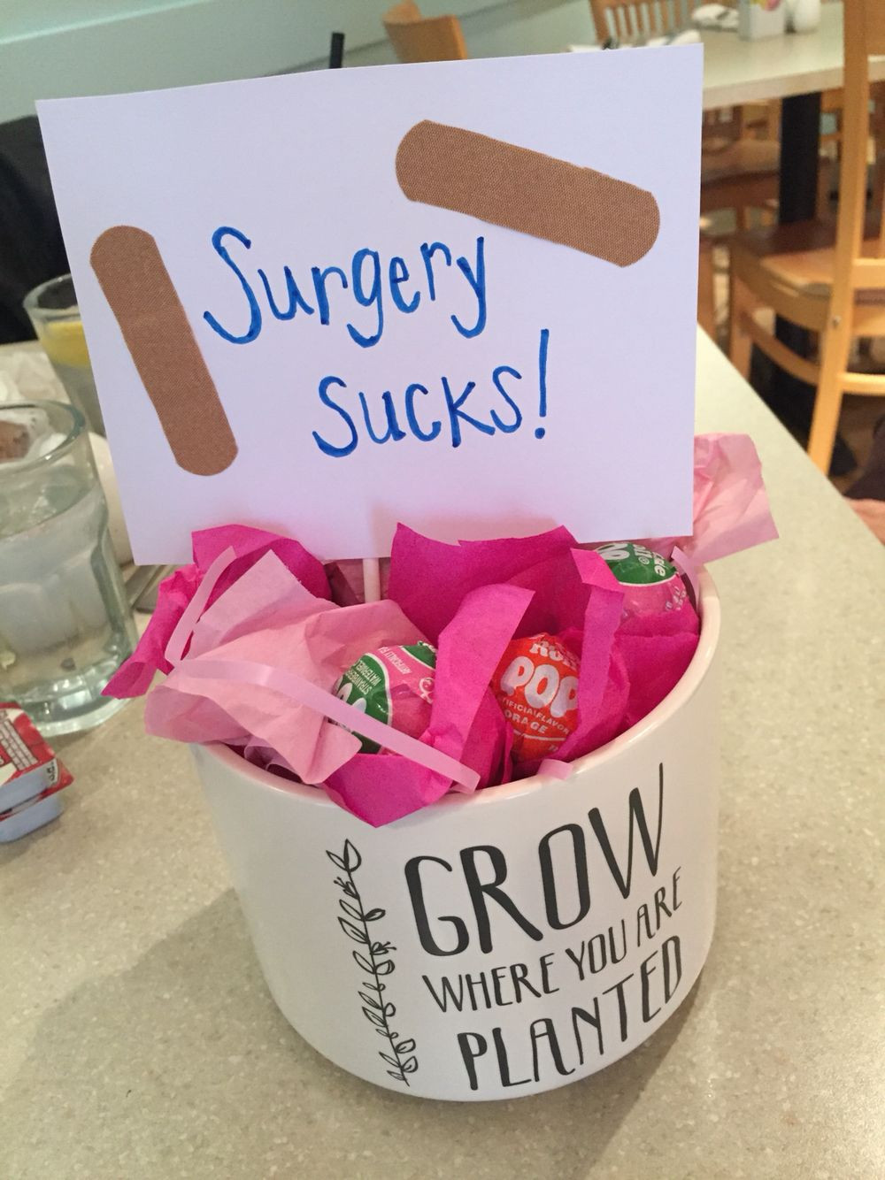 Get Well Gift Basket Ideas After Surgery
 DIY t for friend family having surgery Fill vase with