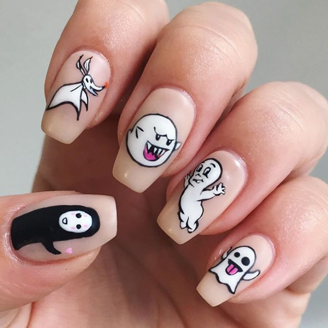 Ghost Nail Designs
 37 Halloween Ghost Nail Art Ideas With Tips to DIY Ghost