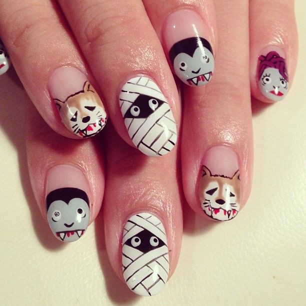 Ghost Nail Designs
 Ghost Face Halloween Nail Art Designs 2015 16