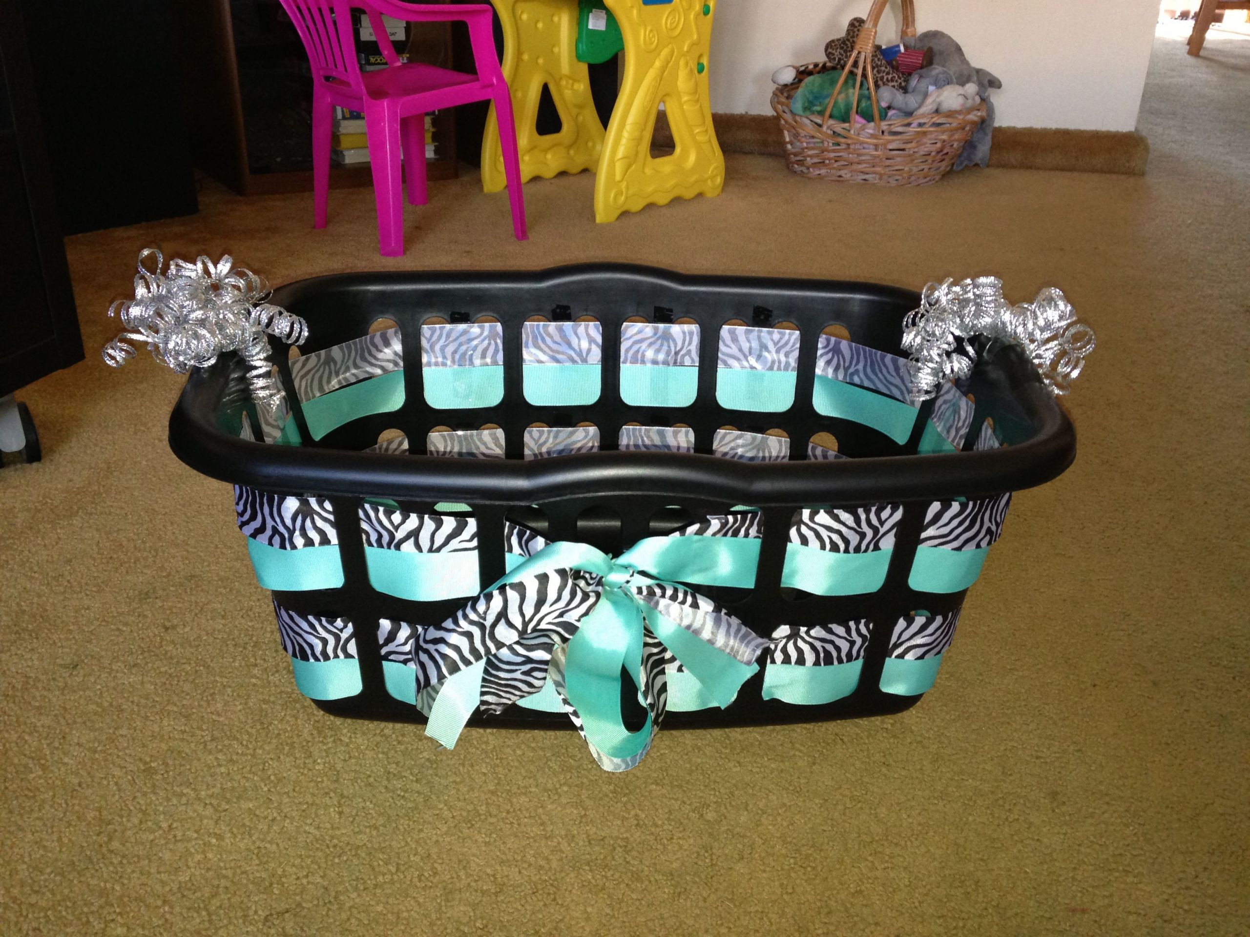 Gift Basket Decoration Ideas
 Cute way to decorate the basket Fill it with stuff for a