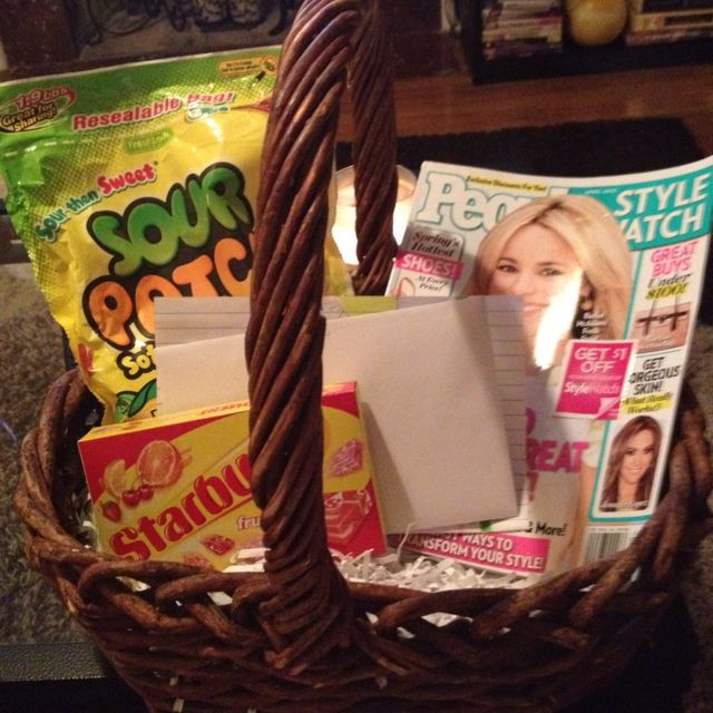 Gift Basket For Sick Child
 Idea Make a goody basket for a friend who is sick in the