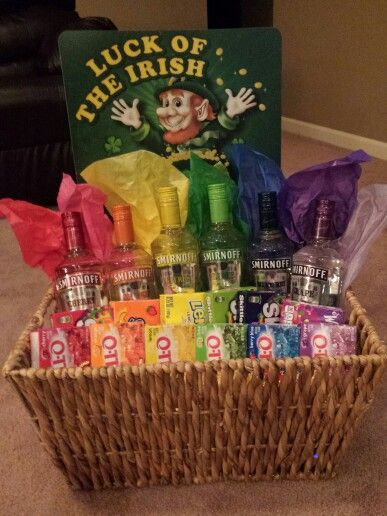 Gift Basket Ideas For Fundraisers
 Rainbow vodka basket my sister and I made for a fundraiser