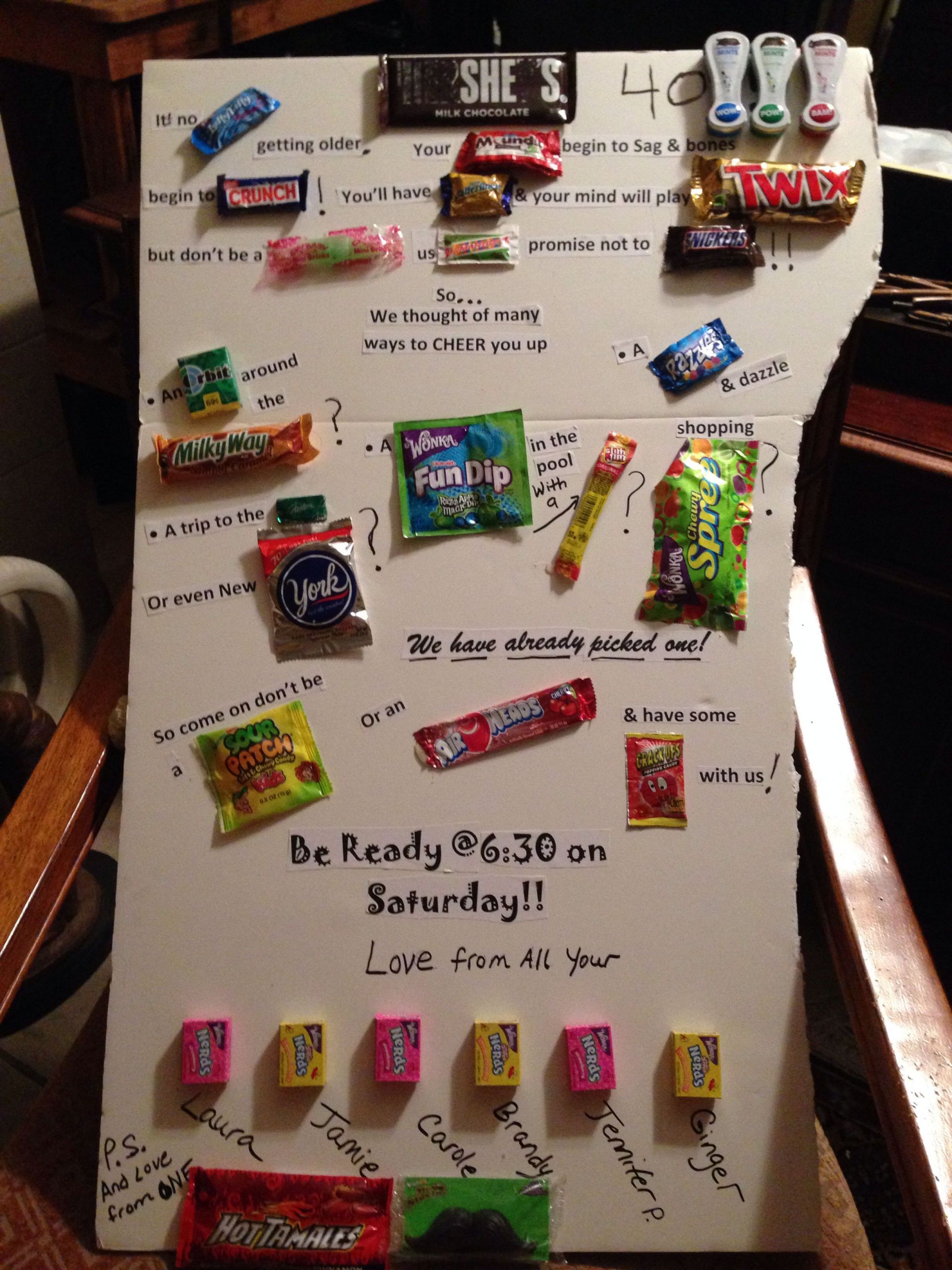 Gift Ideas For 40Th Birthday
 Candy bar sayings Friends 40th birthday