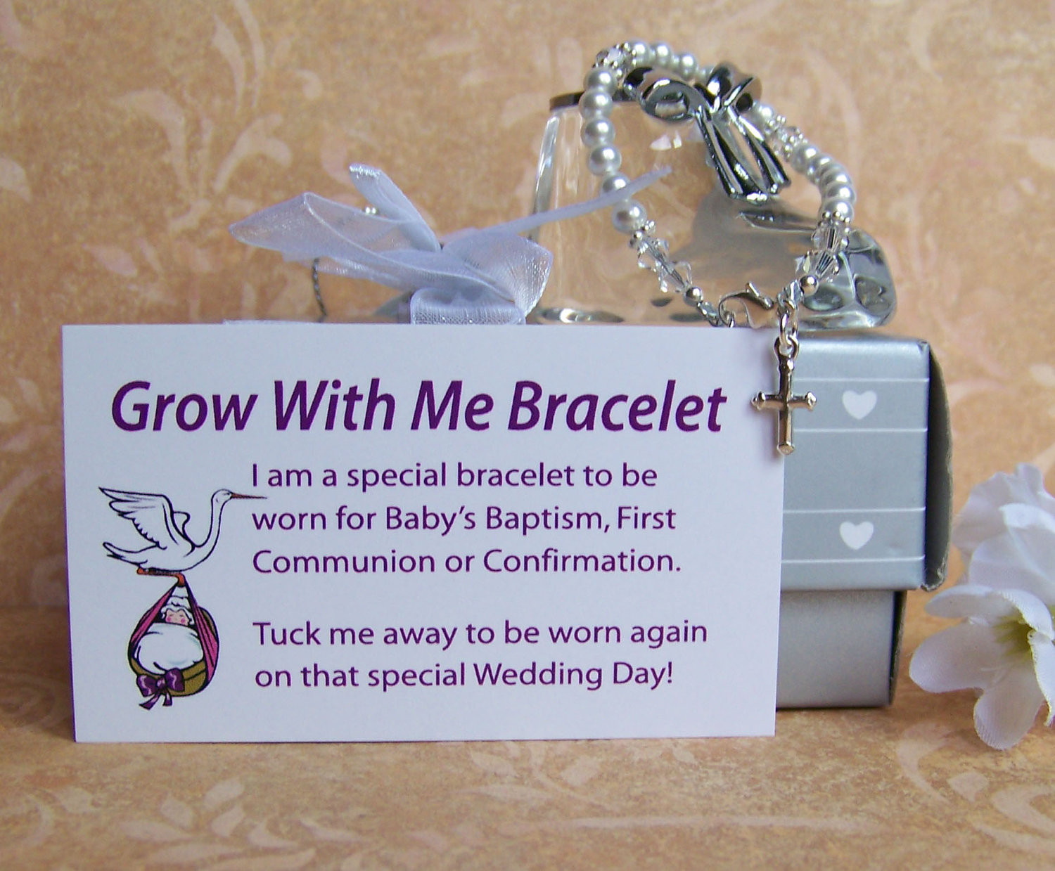 Gift Ideas For A Baby'S Baptism
 Baby Girl Baptism Bracelet Grow With Me by luckycharm5286