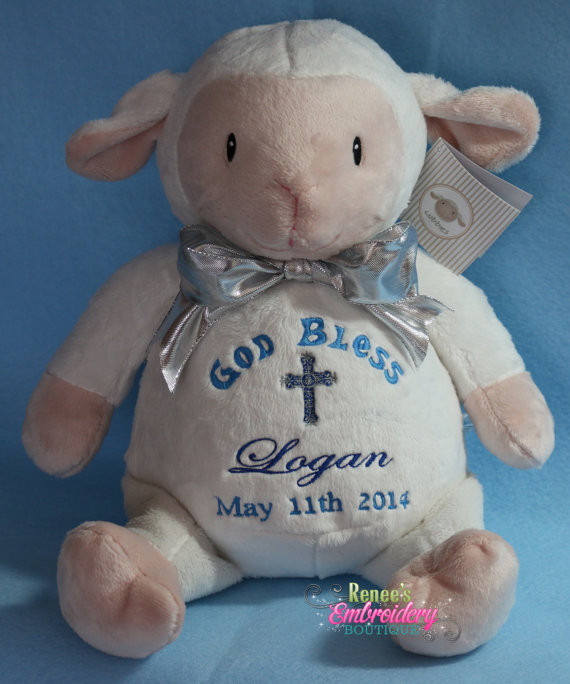 Gift Ideas For A Baby'S Baptism
 Personalized Baby Baptism Gift Embroidered Soft Plush