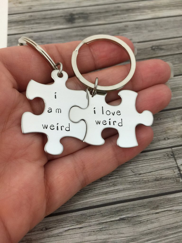Gift Ideas For Couple
 I am weird I love weird Couples Keychains Couples Gift
